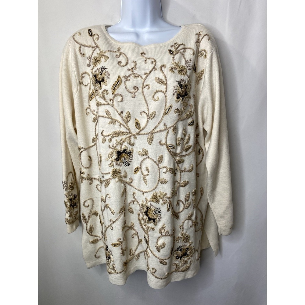 Vintage Lane Bryant Womens Sweater‎ Size 14/16 Cottagecore Hostess Embroidered